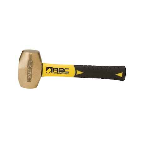 Abc Hammers 3 lb. Brass Hammer with 8" Fiberglass Handle ABC3BFS